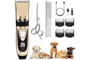 Sjpzwcrl Tondeuse Chien Professionnelle, Silencieux Tondeuse Chien Poil Long Epais Tondeuse Animaux, Rechargeable Electrique Tondeuse à Cheveux Sans Fil pour Chiens et Chats