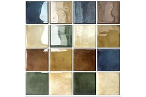 DEWOO Self Adhesive Wall Tile Peel and Stick on Wall Tiles Mediterranean Style Splashback Tiles,12"×12"(10 Sheet)