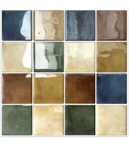 LPS Pack Of 10 Tile Stickers Brown Stone Travertine Effect Mosaic