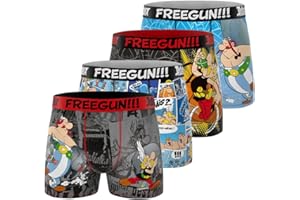 FREEGUN Boxer Enfant Astérix, Caleçon Garçon Doux, Respirant & Confortable (Lot de 4)