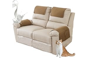 ZGDDPZA Armchair Arm Cover,Headrest Cover for Recliner Sofa Quilted Chair Arm Cover with Pockets Waterproof Non Slip Sofa Protectors Pet Dog (Camel,2-Seater 4pcs)
