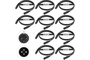 Czgor Cables DMX de 2 metros 10 paquete, 3 Pines XLR Macho a Hembra Cable DMX para Señales de Iluminación para Conectar Cables Ópticos