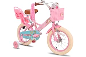 STITCH Little Daisy 12 Inch Kids Bike for 2-4 Years Girls with Stabilisers & Doll Seat, 12 Inch Princess Girls Bike with Basket & Streamers,Pink