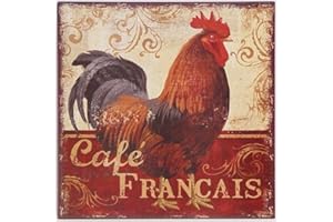 Lotusworld Panneau publicitaire en métal avec Coq 30,5 x 30,5 cm