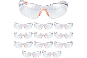 Kurtzy Pack Gafas Seguridad Trabajo - Pack 12x Gafas de Proteccion Trabajo Transparentes - Plaquetas Nasales y Patillas de Goma para un Ajuste Cómodo