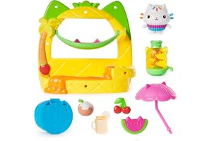 Gabby's Dollhouse, balkong lekset tårta juicebar, 8-delat set med kattfigur och dockhus tillbehör, från 3 år