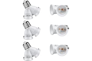 DiCUNO E27 2 en 1 Socket adattatore splitter, Supporto del convertitore, Per lampadine a LED, incandescenza e CFL, Pacchetto di 6