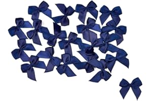 Creativery Lot de 20 nœuds en satin 2,5 x 3 cm Couleur unie Nœuds décoratifs pour mariage baptême communion (bleu marine 370)