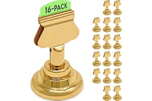 GRAY BUNNY Table Number Holders (16pc) Premium Gold Metal Place Card Holders for Wedding Party Table Decor Picture Photo Holder (1.7 inch tall)