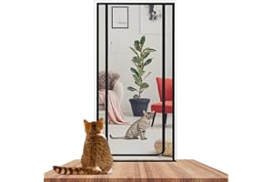 CAMUSBR Cat Screen Door, Door Size 90cm x 200cm Thickened Heavy Duty Pet Screen Door for Dogs Cats Mosquitos, Partition Mesh Cat Door Screen for Living Room, Kitchen, Bedroom, Home with Double Zip