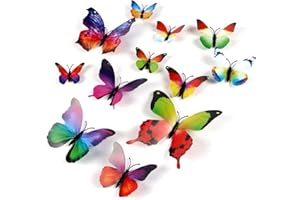 HDKAJL 72 Pegatinas de Pared de Mariposa, Mariposas Decorativas, 3D con Adhesivo de Pared de Mariposa Magnético, Adhesivo de Mariposa Desmontable, Ideal para el Hogar, Aula, Fiesta, Decoración (Iridiscente)
