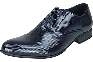 EVOGA Scarpe Uomo Class Blu/Nero Lucido Vernice Eleganti Cerimonia