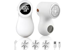 AMMIY Fabric Shaver Lint Bobble Remover for Clothes, Rechargeable Electric Debobbler Lint Fluff Removers, De Bobbler Shaver with LED Display and 6-Leaf Blades, Clean Brush, Adjustable 3 Speeds