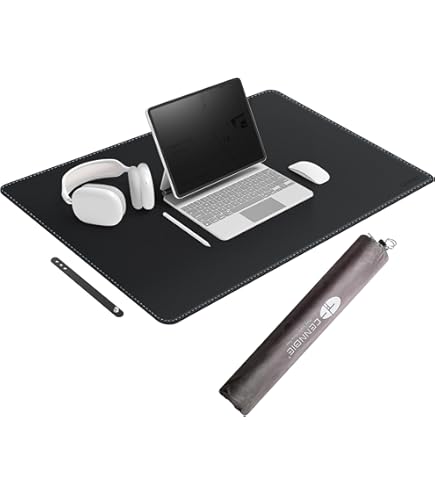 Dual-Sided Multifunctional Office Desk Pad, Waterproof Desk Mat Protector Leather Desk Pad Large Desk Pad For Keyboard And Mouse Black Red 80144 - View #3