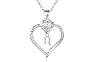 TINGN Heart Initial Necklaces for Women Girls, 14K Gold Plated Cubic Zirconia Heart Initial A-Z Pendant Necklace Dainty Heart Necklaces for Women Teen Girls Jewelry Gifts