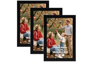 Vasemouh 6x4 Photo Frame Pack of 3, Black 6x4 Picture Frame, Tabletop or Wall Hanging for Home, Gallery or Office Decor