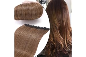 UK FASHION SHOP Extension Capelli Veri Clip Fascia Unica One Piece Hair Extensions Remy Human Hair Naturali Umani Lisci (14" 35cm 45g 6 Castano)