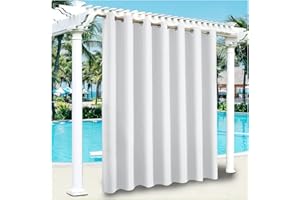 YEVENR Rideaux d' extérieur Imperméables Rideau Occultant Isolant Thermiques pour Pergola Cabanon Jardin Exterieur Gazebo Porche Terrasse Rideaux Blanc 1 PCS,102 * 182cm（W*L）
