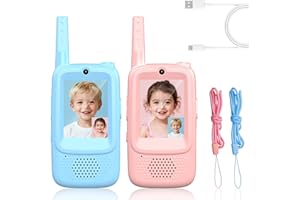 LPQKCCY Video Walkie Talkies for Kids, 2 Pack Rechargeable Video Intercom Walkie Talkie Toys Gifts with Voice Changer for 3 4 5 6 7 8 9 Years Old Boys and Girls, Indoor Outdoor Long Range Walkie-talkies