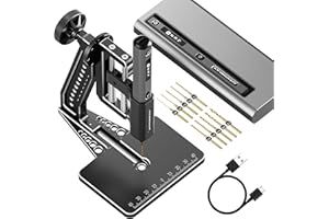 Mini trapano elettrico a 4 velocità con pressa da banco Hedgehog, 10 punte piccole ARROWMAX con scatola in alluminio, display OLED, luci LED, mandrino autoserrante da 3/32 pollici (SDS ULTRA PLUS)