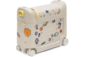 Stokke JetKids BedBox, Moonglow White - Valigia cavalcabile per bambini dai 2 ai 7 anni (fino a 35 kg) - Si trasforma in letto - Include materasso, adesivi decorativi e cinghia di trasporto regolabile