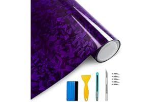 Purple Forged Carbon Fiber Vinyl Wrap, Arespark Adhesive Wrap Vinyl Roll for Full Car Wraps, Auto Interior Stickers Sheets Films Wraps Without Bubble for DIY Use 1ft x 5ft with Tools