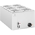 Royal Catering Stainless Steel 600W Bain Marie, 6 GN Containers Food Warmer