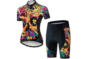 Hotlion Damska koszulka kolarska zestaw z krótkim rękawem odzież rowerowa z kieszenią