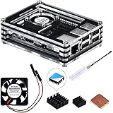GeeekPi Raspberry Pi 3 B+ Case, Raspberry Pi Case with Fan, Raspberry Pi Heatsink for Raspberry Pi 3 Model B+, Raspberry Pi 3/2 Model B (Black&Clear)