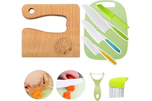 Goodchef Kit de Cuisine Montessori 8 Pièces，Pour couper et cuire les fruits et légumes，Convient aux enfants de plus de 3 ans, ne coupe pas les mains, convient pour les cadeaux (chariot)