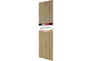 wohnartig® Akustikpaneele 1,485m² - 275cm x 54cm* set - (set = 2 Stück 275cm x 27cm) | Farbe: Eiche Santa 661 | Wandverkleidung | Akustikpaneel | Wandpaneele auf filz | Akustikfilz