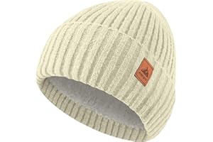 FORVEVO Bonnet Homme Femme Hiver Chaud, Doublure Polaire Classique,Bonnet Court Tricot Extensible, Bonnets Douillet sans Rebord