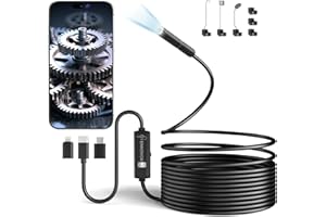 Ennovor 7.9mm Lens Endoscope Inspection Camera, 1920P HD Borescope Cameras, 8 Adjustable LED Lights, 3.8mm 16.4ft Semi-Rigid Snake Endoscope, IP67 Waterproof Inspection Camera for Android 4.4+, iOS 9+