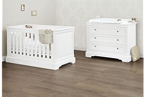 Pinolino Set économique Emilia Large, 2 pièces, lit enfant (140 x 70 cm) et largeur Commode avec table à langer, blanc acier mat (Réf. 09 34 67 B)