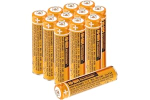 JAPUSOON Lot de 12 Piles Rechargeables HHR-55AAABU pour Panasonic 1.2V 550 mAh Ni-Mh AAA Batterie pour Téléphones sans Fil