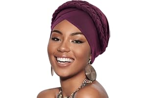 DRESHOW Donna Africane Turbante Pre-Legato Copricapo a treccia Testa Avvolge Cappello Boho Turbante Chemio Cap Elastico Annodato Berretto