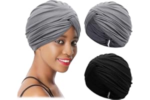 XEPST 2 sztuki turbany dla kobiet, miękki, wstępnie zawiązany węzeł, turban, nakrycie głowy, chemioterapia, nakrycie głowy, plisowana czapka beanie, czapka do spania, czapka na wypadanie włosów,
