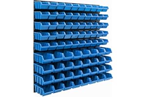 ‎BOTLE System magazynowy, regał ścienny, 770 x 780 mm, 82 szt. pudełko, pudełka do układania w stos, półki magazynowe, bardzo mocne płyty ścienne, możliwość rozszerzenia, regał warsztatowy, regał magazynowy