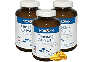 NORSAN Olio di pesce Omega 3 Capsule 3x120 pz I 1.500 mg Fish Oil Omega 3 Ifos Senza ritorno di gusto I Omega tre capsule facili da deglutire I Integratore omega 3 naturale da pesca sostenibile