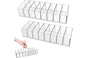 VMUTGA 2 sztuki 8 przegródek Wyjmowany organizer kosmetyczny Przezroczysty organizer do przechowywania cieni powiek, pomadek i lakierów do paznokci Pudełka przechowywania do sypialni, toaletki, szafki