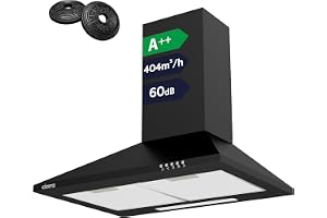 Ciarra CBCB6201 Fläktkåpor 60 cm 404 m³/h klass A++ - svart | Evakuering eller återvinning - kolfilter ingår CBCF002X2- 3 has