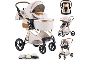 Shineey Kinderwagen 3 in 1,Faltbarer Kinderwagen Set,Reisesysteme kinderwagen 3 in 1 kinderwagen komplettset Neugeborener Tragbarer Mit Höhenverstellbarer Rahmen Aluminiumlegierung