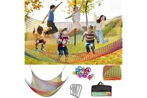 HEYOUTH Red de Seguridad para niños,Red de protección contra caídas,Doble Capa,Agujero de 4cm,mit 4 Ganchos de Seguridad para Parque Infantil,Exterior (Colorido, 2 * 3)