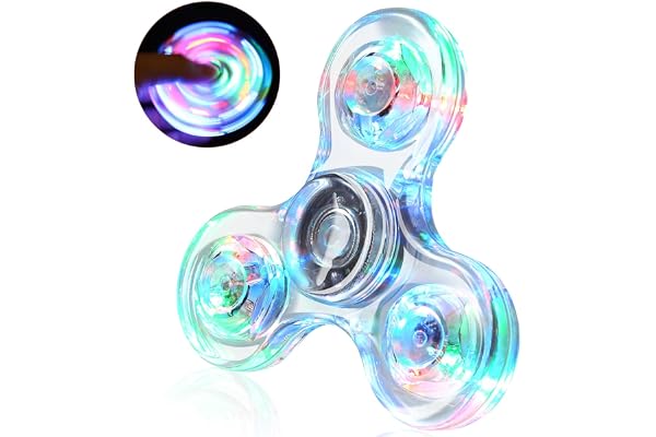 SCIONE Fidget Spinner LED Cristal Hand Spinner Lumineux Jouet Sensoriel Fidget Toys Anti Stress ADHD pour Enfants Adultes Halloween Noël Blanc