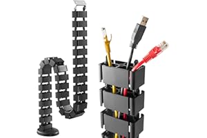 RICOO Uniwersalny kanał kablowy do zarządzania kablami do biurka Z0101-B długość 128 cm elastyczny kręgosłup korytko kablowe kanał kablowy wąż kablowy prowadzenie kabli, czarny