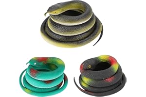 Sunfry 3 Pezzi Serpenti di Gomma Finti Realistici 2 Dimensioni Giocattoli Realistici a Forma di Serpente per Scherzo Puntelli da Giardino per Spaventare Gli Uccelli, Scherzi, Festa di Halloween