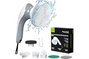 Minthouz Brosse Electrique Nettoyage Rotative, Brosse Rotative Nettoyage Salle de Bain avec 6 Têtes Interchangeables 2 Modes Brosse de Nettoyage Electrique sans Fil Electric Spin Scrubber