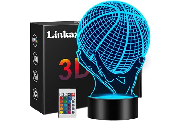Regalo de Baloncesto para Niños, 3D LED Lámpara Luz de Noche con Control Remoto, Idea Regalos para Navidad, Cumpleaños, Comunión para Niños, Niñas, Decoración