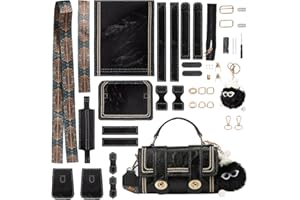 WADORN PU Leather Crossbody Bag Making Kit, DIY Knitting Crochet Shoulder Bag Making Materials PU Leather Handbags Sewing Kit for DIY Handmade Purse Making Accessories, 19x10x7cm(Black)