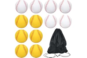 Reyshin Lot de 12 balles de baseball professionnelles 22,7 cm en mousse de baseball d'entraînement pour jeunes adultes avec balle de frappe avec batteur pour enfants/enfants